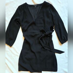 J. Crew Classic Black Wrap Long-Sleeve Work Dress Size 6